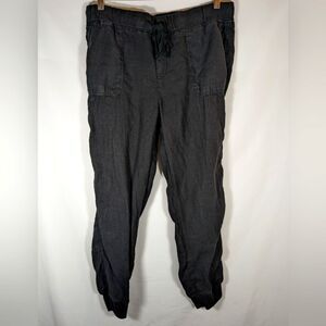CASLON 100% Linen Black Pull On Leggings Size Medium